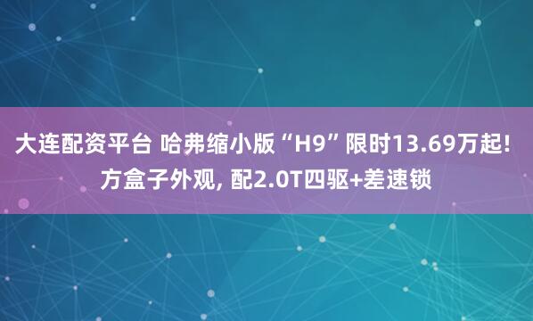 大连配资平台 哈弗缩小版“H9”限时13.69万起! 方盒子外观, 配2.0T四驱+差速锁